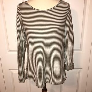 Green and white striped top